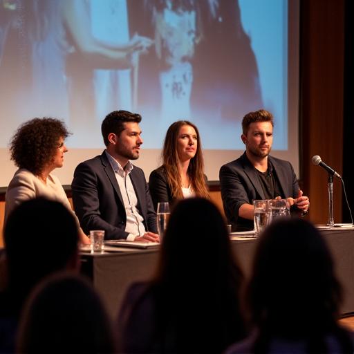 An engaging panel discussion at a cultural event.
